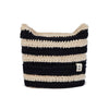 Square Label Striped Crochet Beanie
