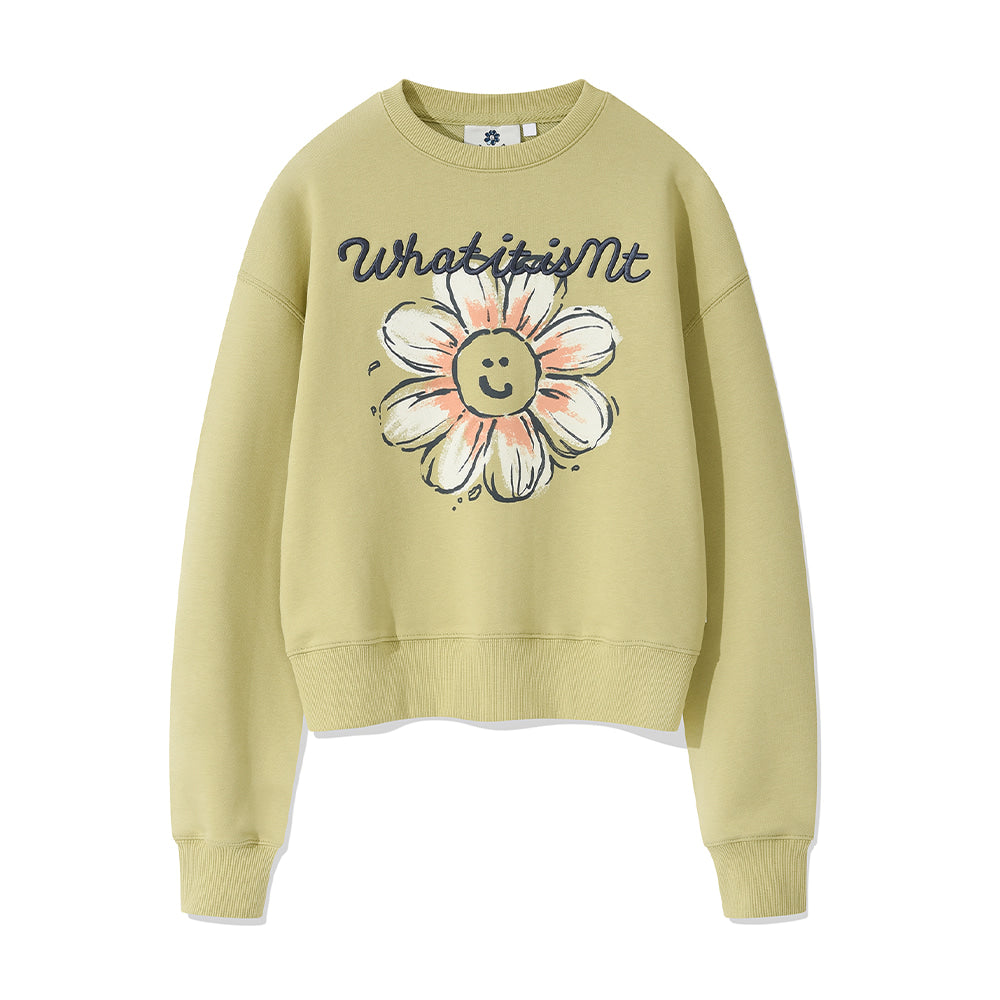 WOMEN'S BIG FLORY GRAPHIC CROP CREWNECK