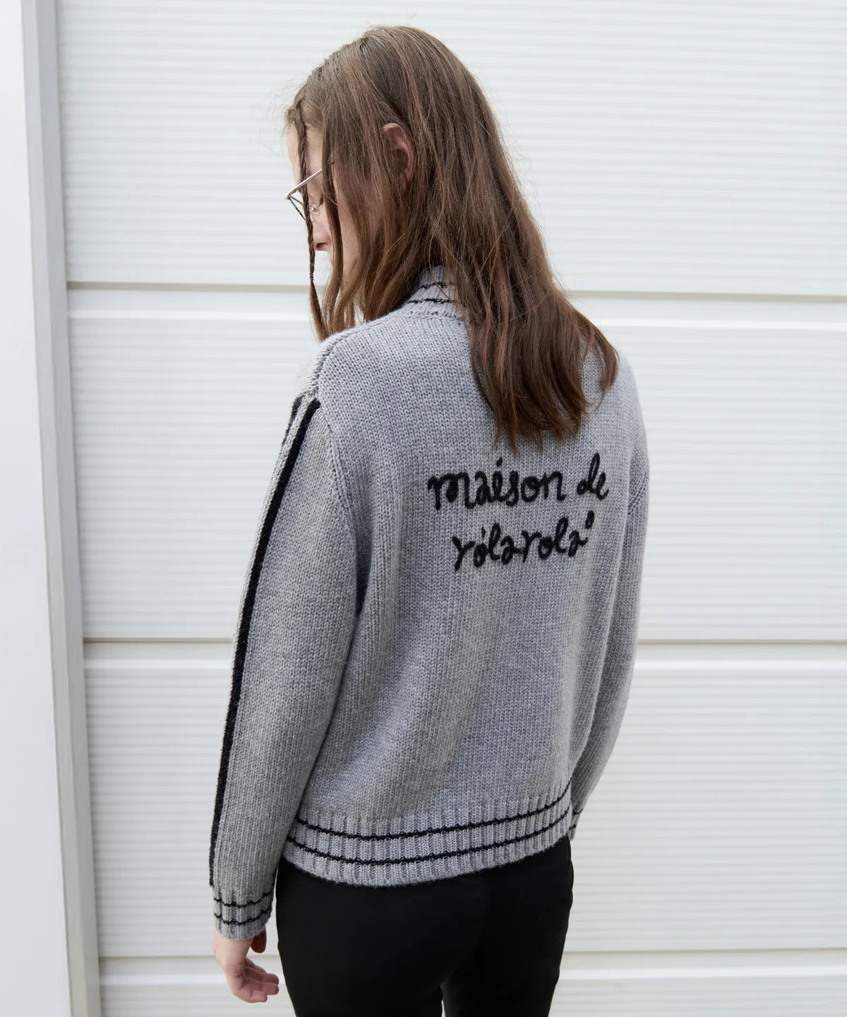 [張員瑛 PICK]MAISON DE ROLA EMBROIDERY WOOL BLENDED KNIT ZIP-UP