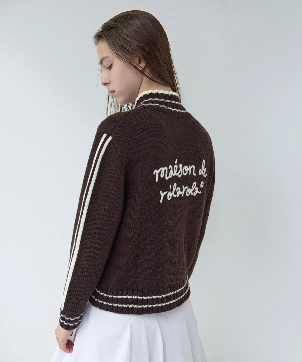 [張員瑛 PICK]MAISON DE ROLA EMBROIDERY WOOL BLENDED KNIT ZIP-UP