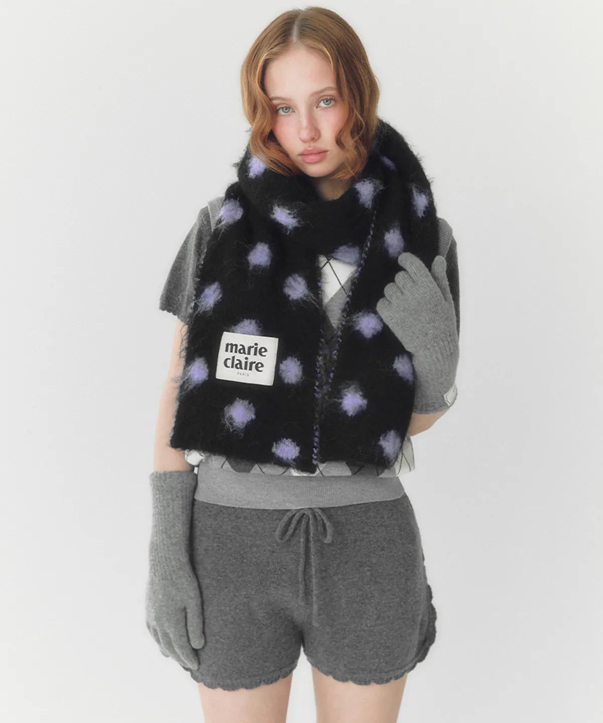 ［2025」Dot reversible wool muffler