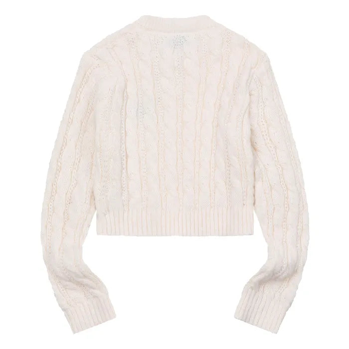 MUCENT BESTER CROP ROUND NECK KNIT CARDIGAN