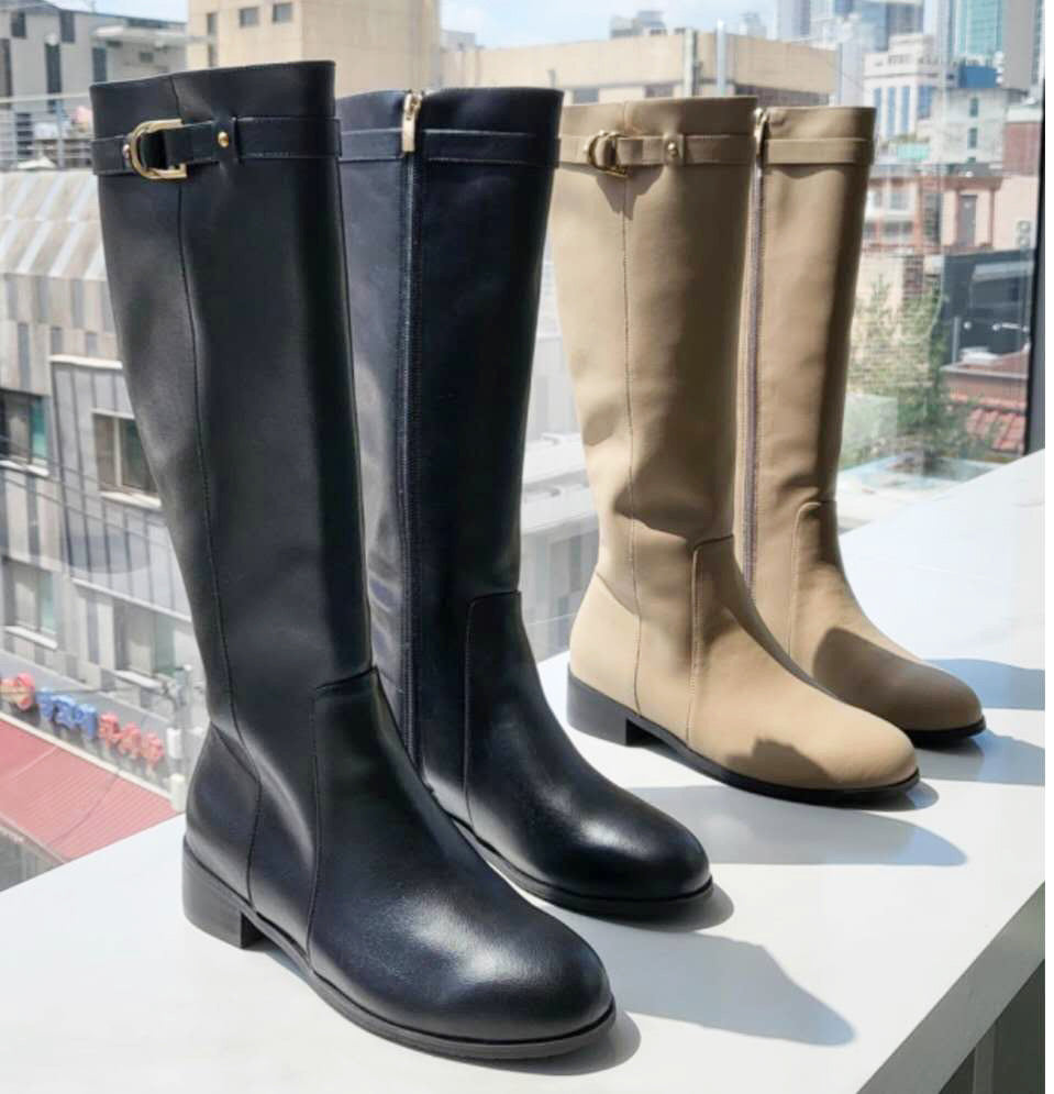 🇰🇷The Leather Belt Buckle Long Boots 真皮款皮帶扣高筒長靴子