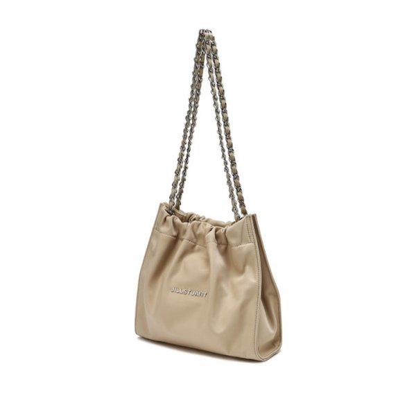 [Cocochain] Beige Silver Decorated Nylon Chain Shoulder Bag S