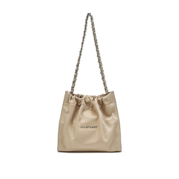 [Cocochain] Beige Silver Decorated Nylon Chain Shoulder Bag S
