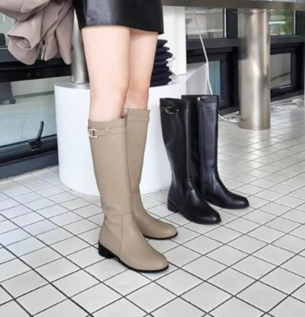 🇰🇷The Leather Belt Buckle Long Boots 真皮款皮帶扣高筒長靴子