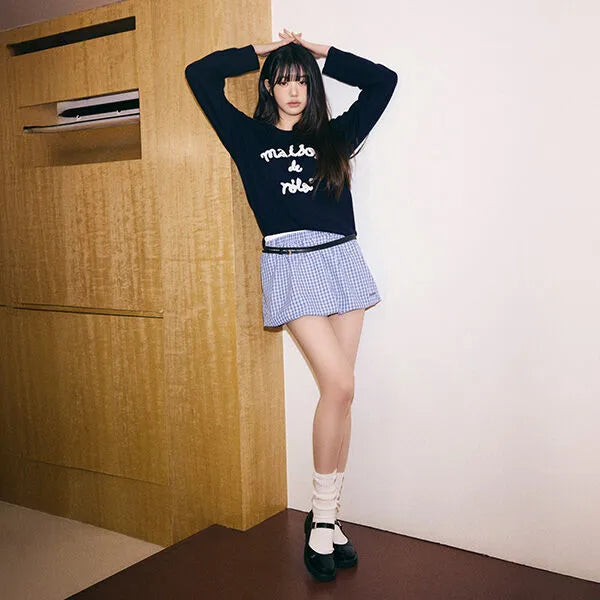 CHECK BALLOON MINI SKIRT