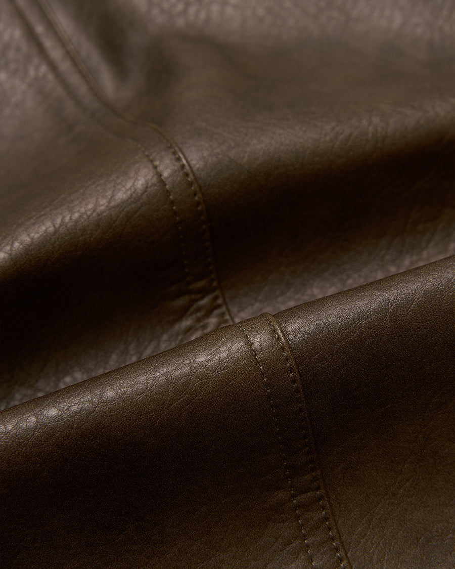 Button Leather Half Jacket