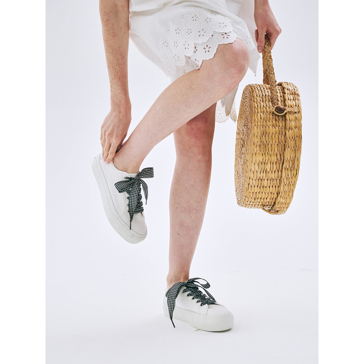 GINGHAM CHECK RIBBON SHOELACE