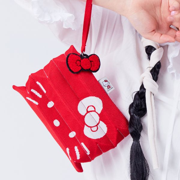 Lucky Pleated Knit Clutch Small Hello Kitty - Barbados Red