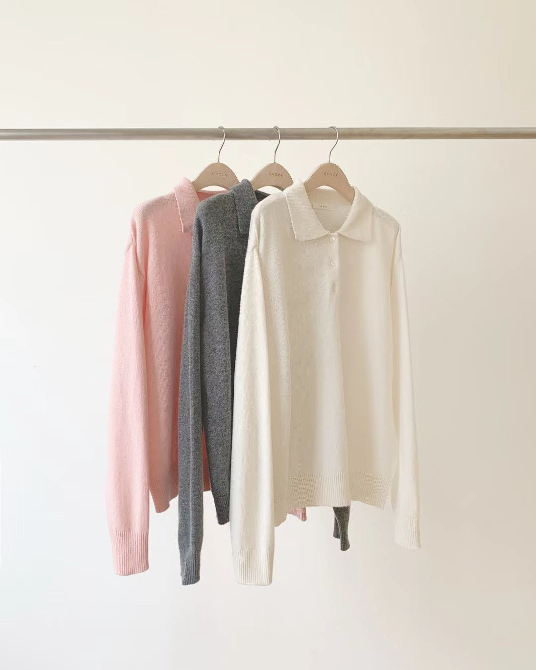 [OUNCE] Premium Cloud Soft Cashmere Sweater 高質柔和色慵懶感POLO 毛衣