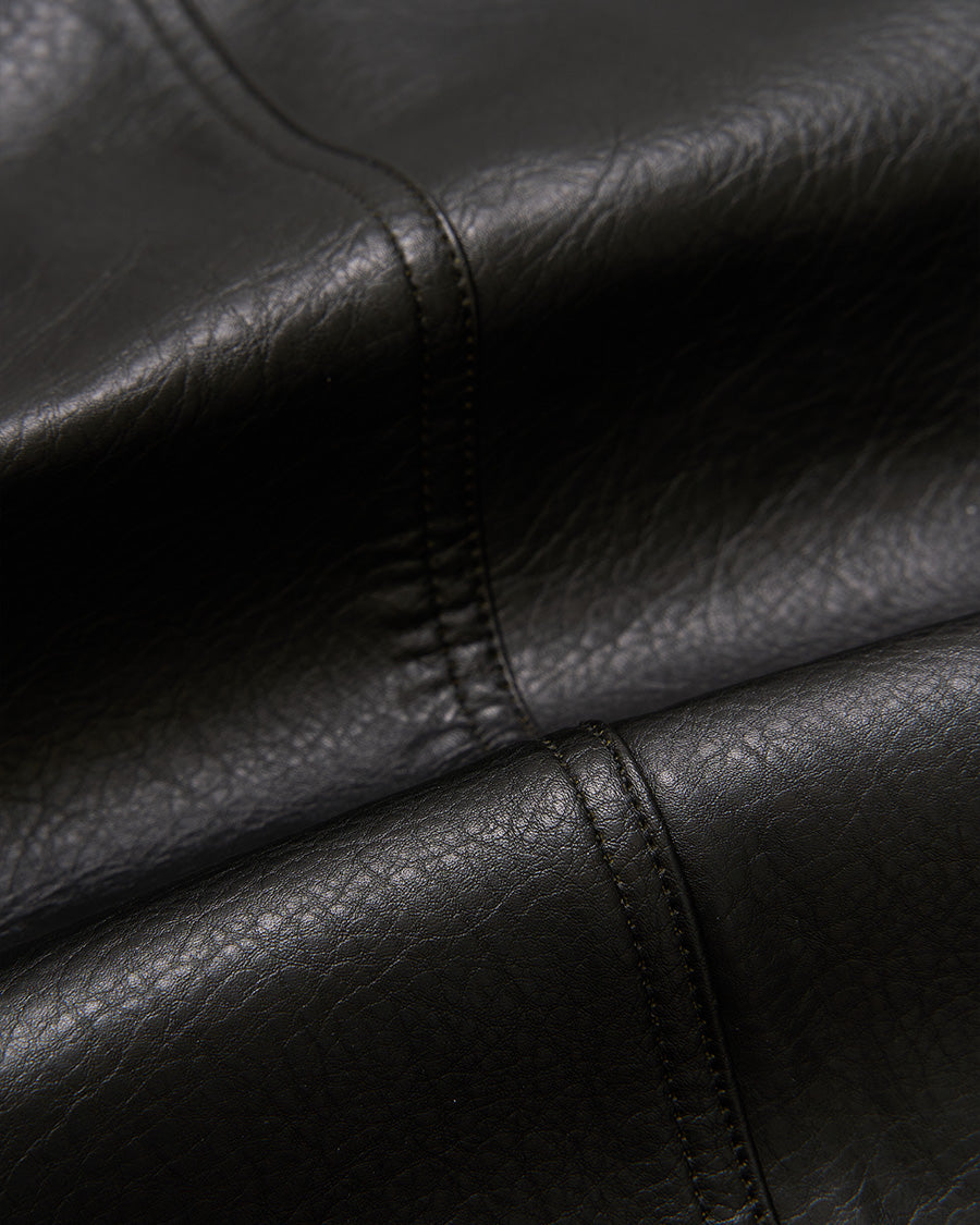 Button Leather Half Jacket