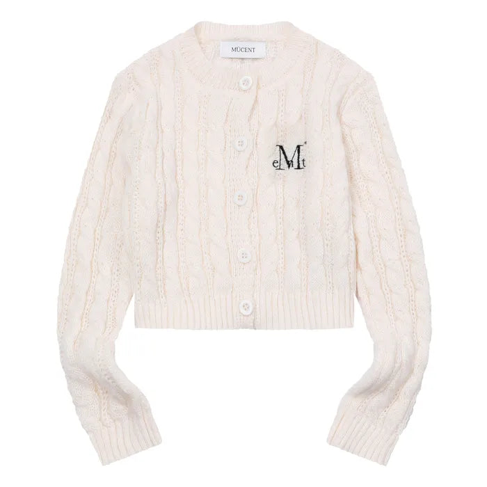 MUCENT BESTER CROP ROUND NECK KNIT CARDIGAN
