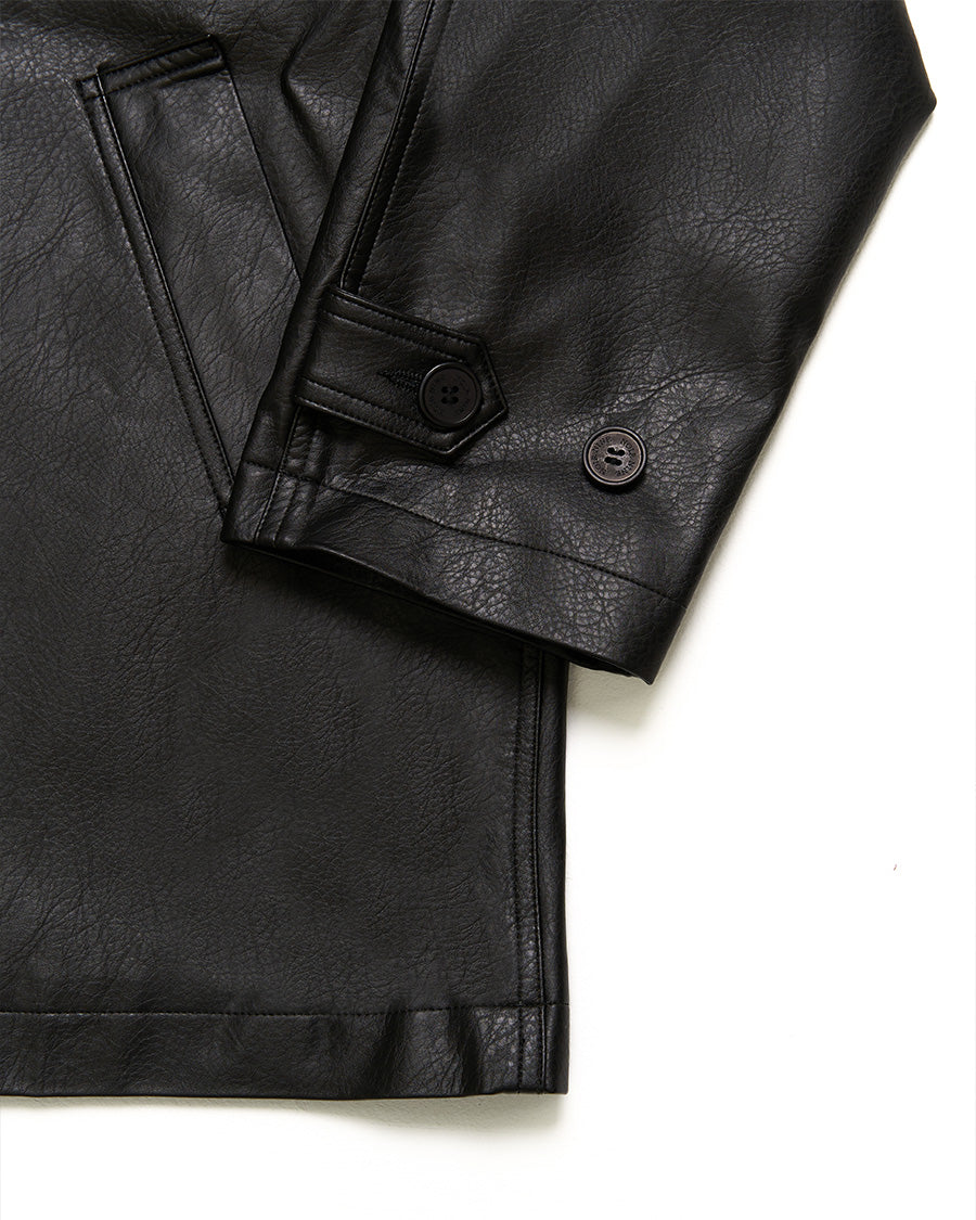Button Leather Half Jacket
