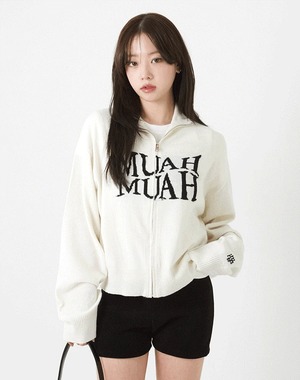 JACQUARD KNIT ZIPUP CARDIGAN