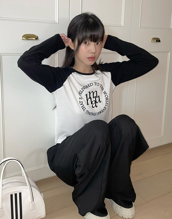 Stitch logo Raglan long-sleeved T-shirt