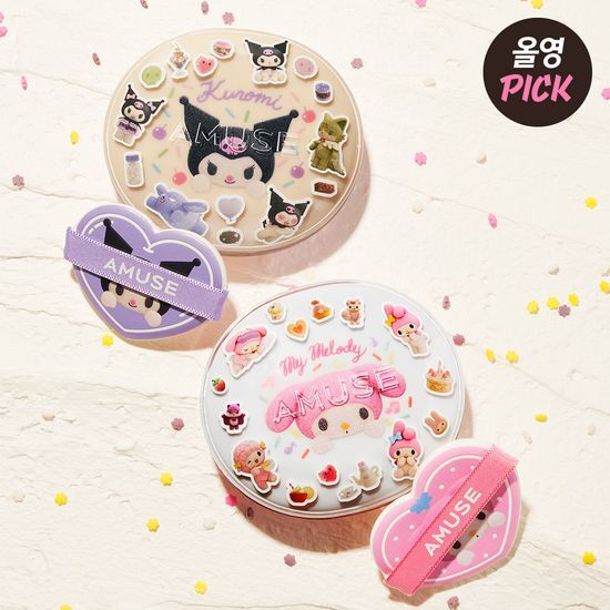 [My Melody & Kuromi Limited Edition] Amuse Dew Jelly Master Cushion Limited Plan (+Kuromi Refill+Character Seal + Sticker)