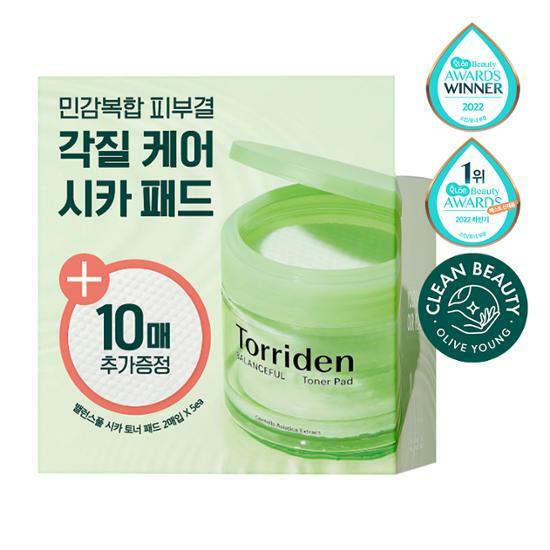 Torriden Balanceful Cica Toner Pad 60 Sheets (+10 Sheets)