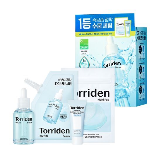 Torridon Dive-in Low Molecular Hyaluronic Acid Serum 50ml (+ 50ml refill + 20ml sunscreen + 10 sheets pad)
