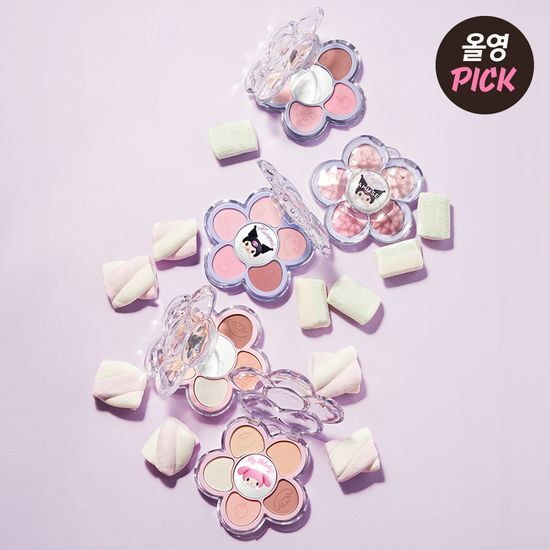 [My Melody & Kuromi] Amuse Flora Eye Palette Limited Plan (+ Keyring+Character Seal)