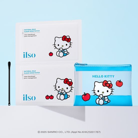 [Hello Kitty Version] ilso Natural Mild Clear Nose Pack 10 pieces (+Hello Kitty pouch + 20 Sebum Extraction Swabs)