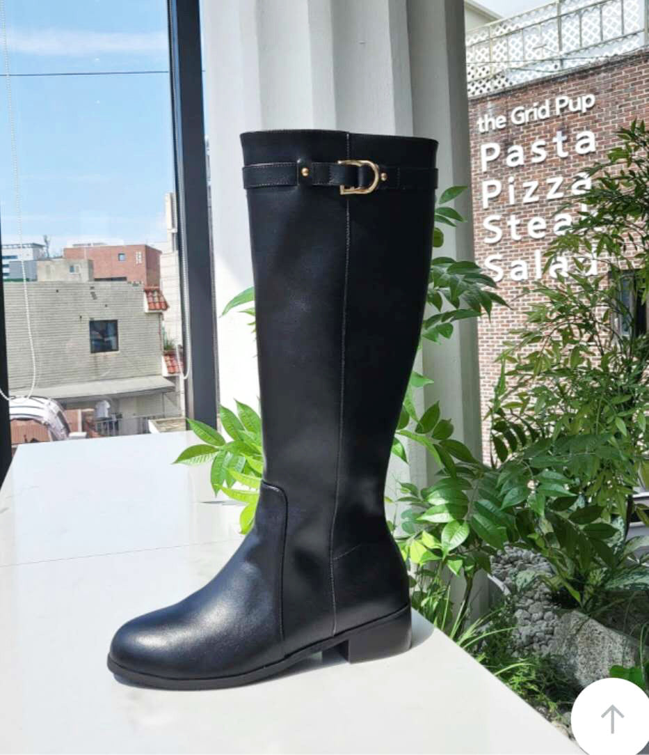🇰🇷The Leather Belt Buckle Long Boots 真皮款皮帶扣高筒長靴子