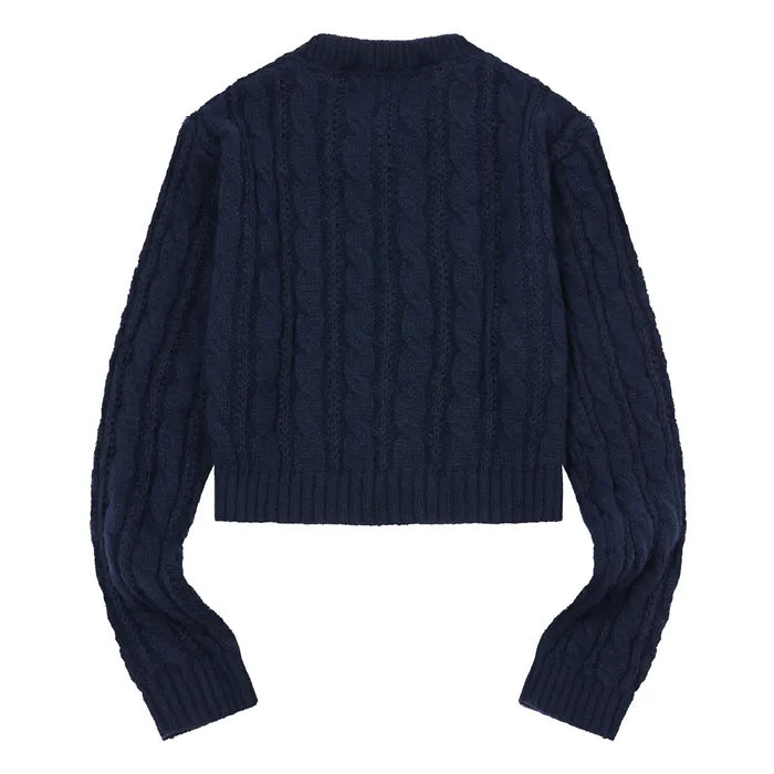 MUCENT BESTER CROP ROUND NECK KNIT CARDIGAN