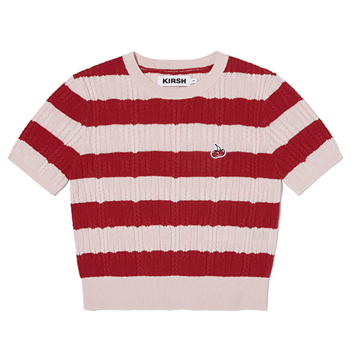 SMALL CHERRY CABLE CROP SHORT SLEEVE KNIT