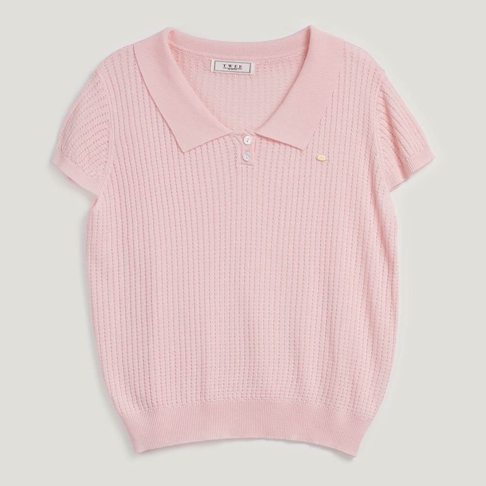 Beryl Punching Collar Short-Sleeve Knit