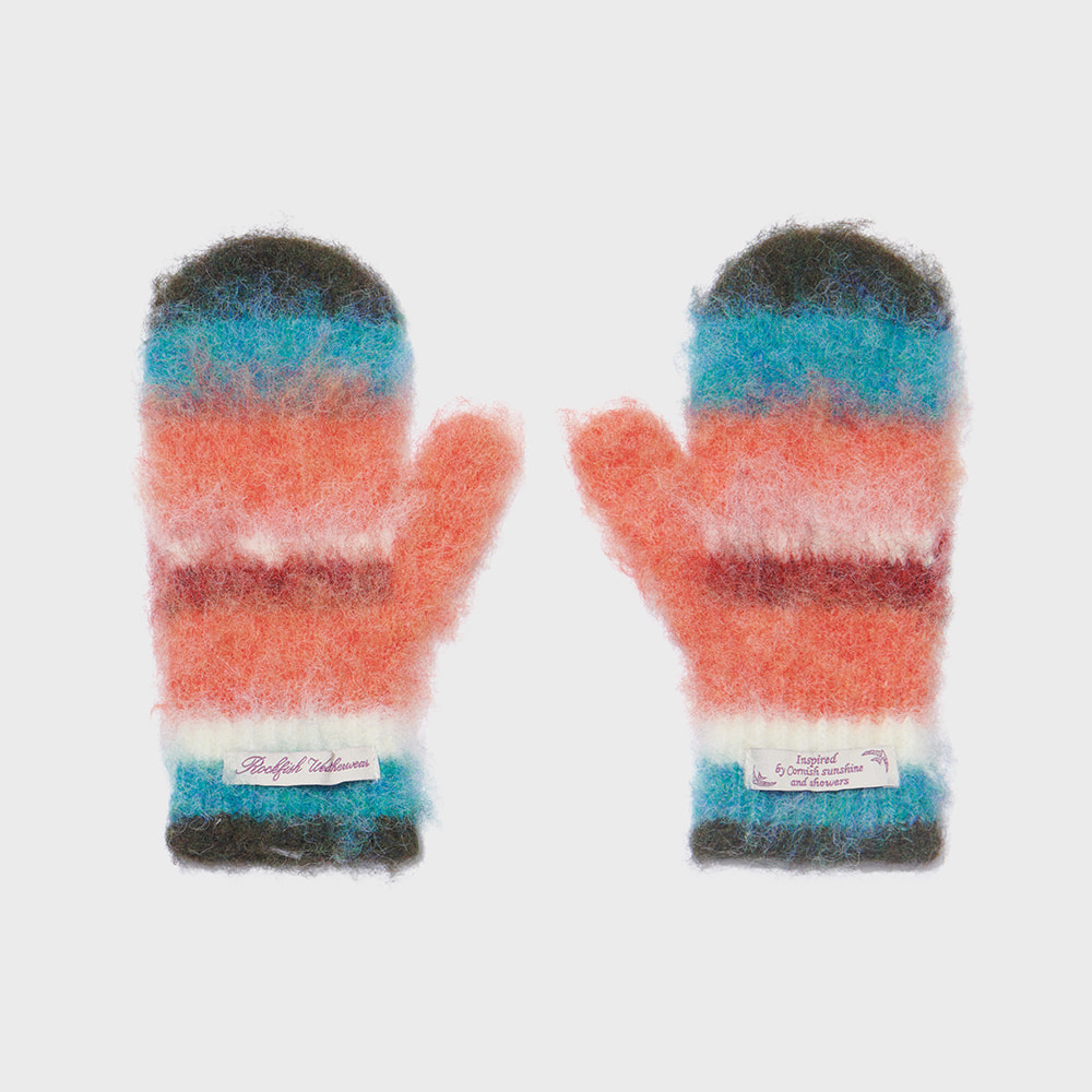 STRIPE SHAGGY MITTENS