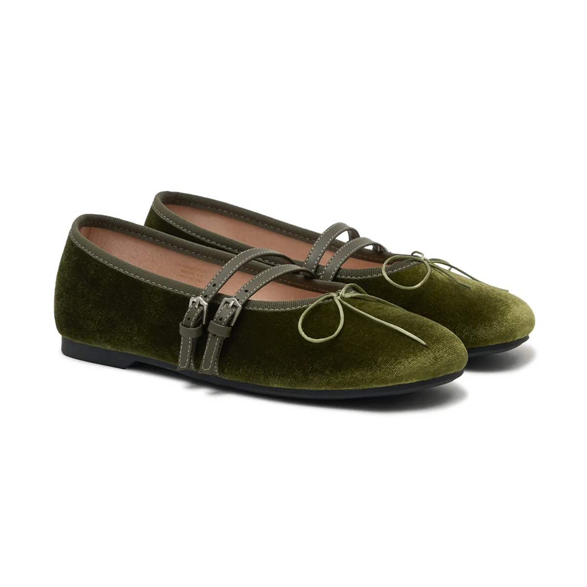 SQUARE TOE TWO STRAP MARYJANES (VELVET)