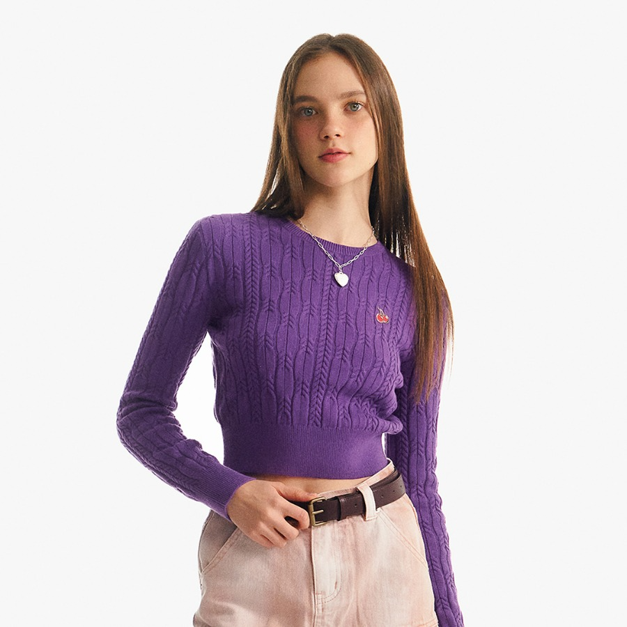 KIRSH SMALL CHERRY CABLE CROP KNIT