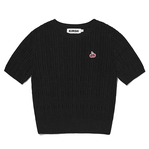 SMALL CHERRY CABLE CROP SHORT SLEEVE KNIT