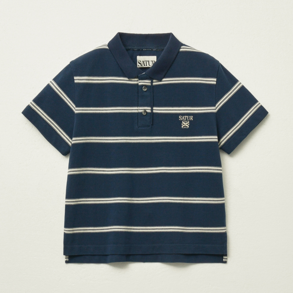 (W) Stripe Pique Polo T-Shirt