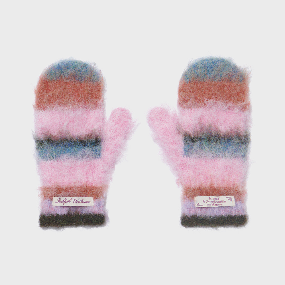 STRIPE SHAGGY MITTENS
