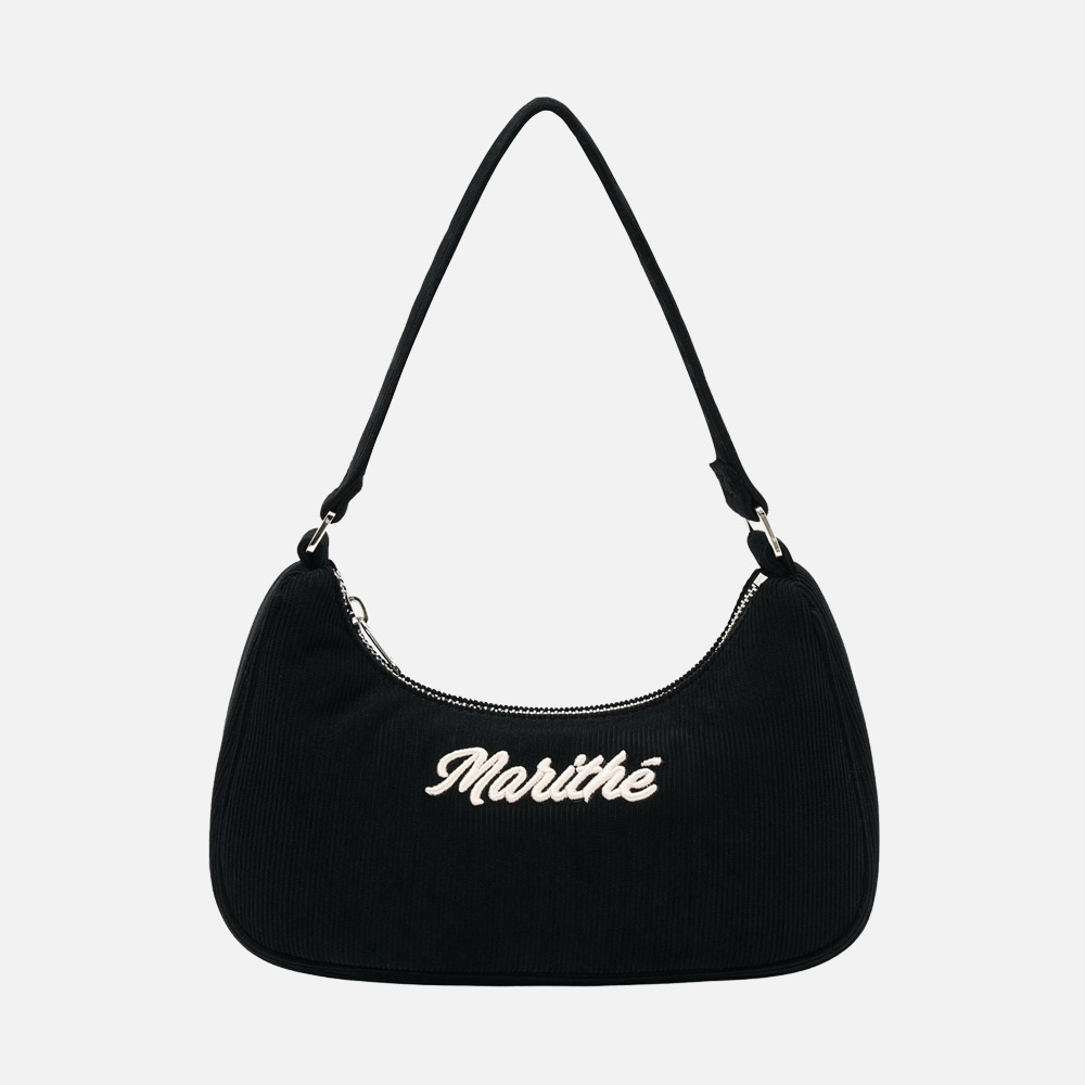 EMBROIDERY LOGO CORDUROY SHOULDER BAG