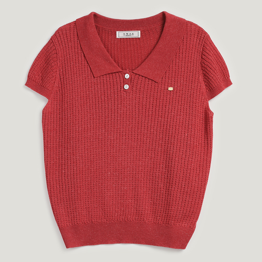 Beryl Punching Collar Short-Sleeve Knit