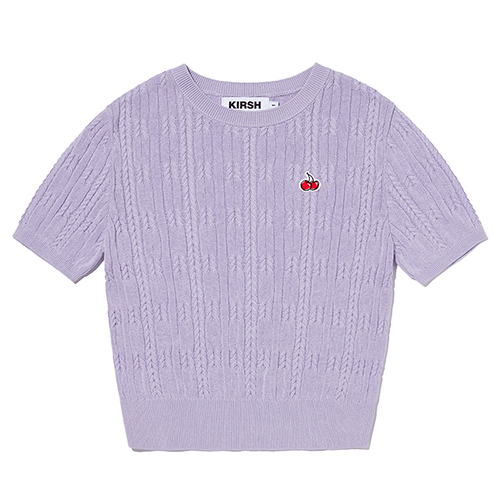 SMALL CHERRY CABLE CROP SHORT SLEEVE KNIT