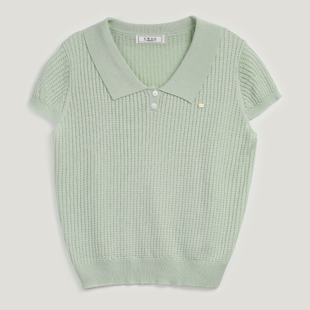 Beryl Punching Collar Short-Sleeve Knit