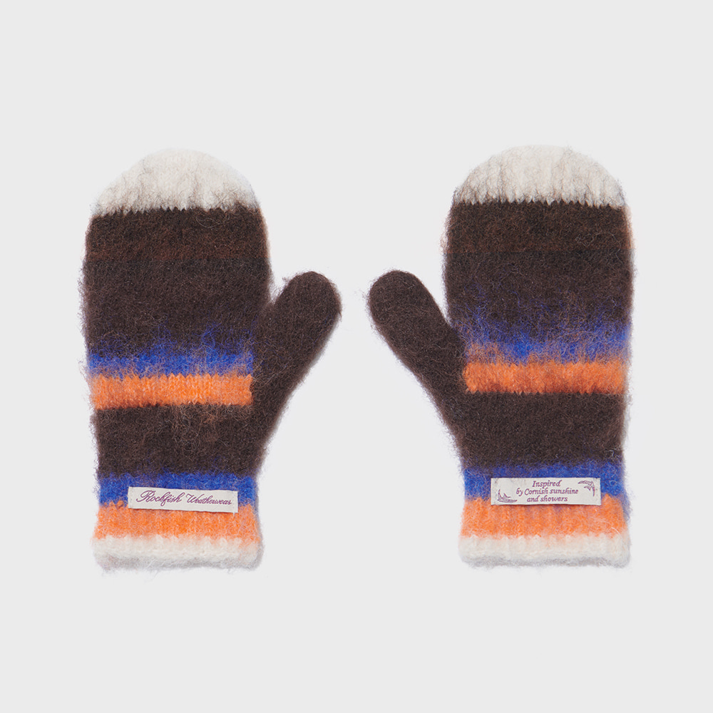 STRIPE SHAGGY MITTENS