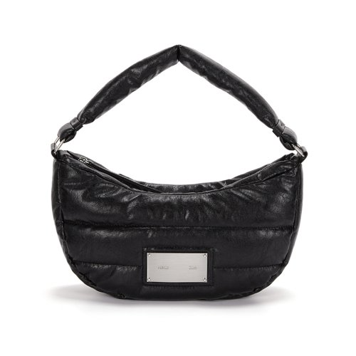 FAUX LEATHER HALF MOON MIDDLE PADDING BAG