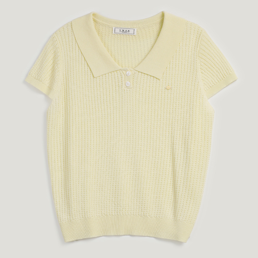Beryl Punching Collar Short-Sleeve Knit