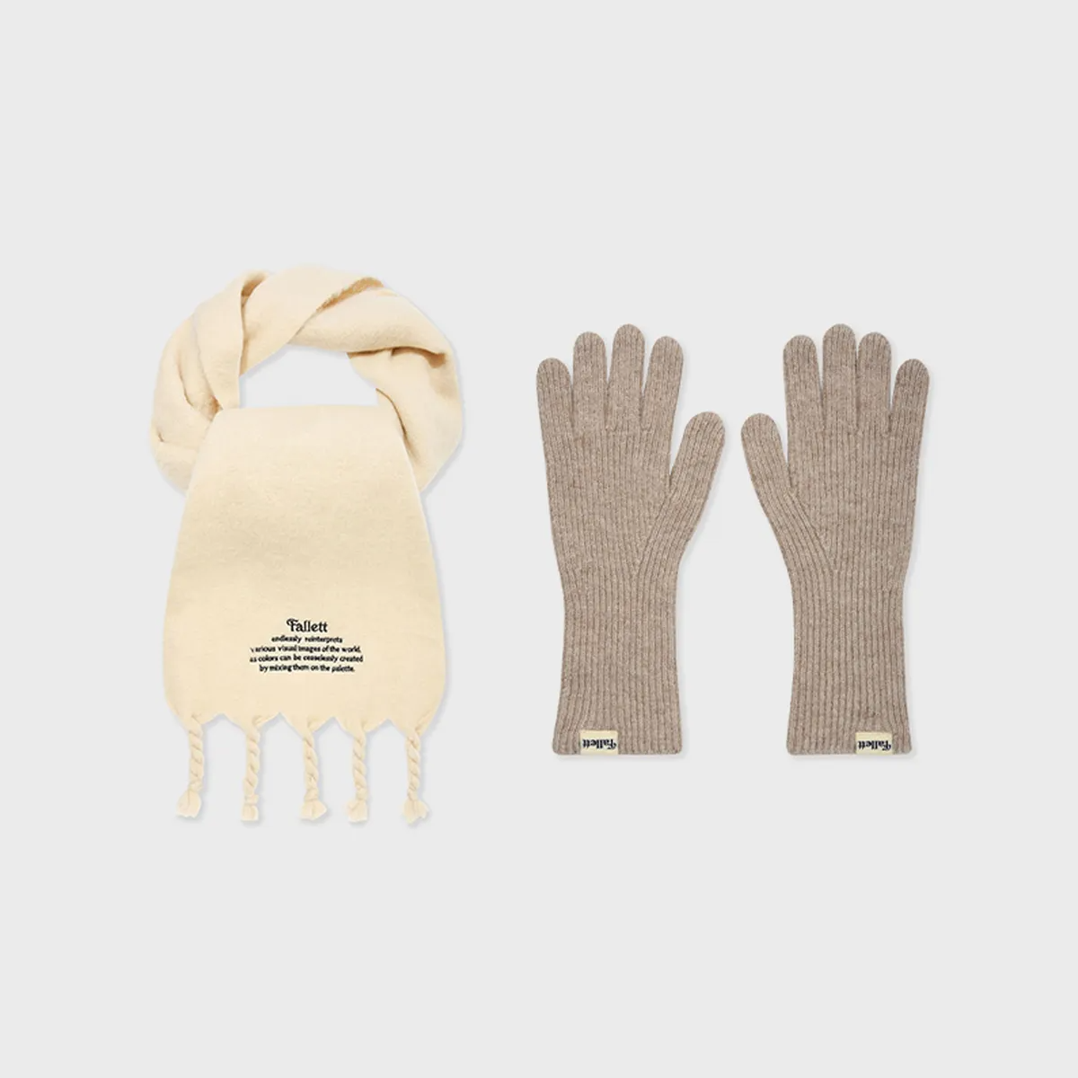 [GIFT BOX] OVERSIZED STORY LOGO MUFFLER / FINGER HOLE KNIT GLOVES SET