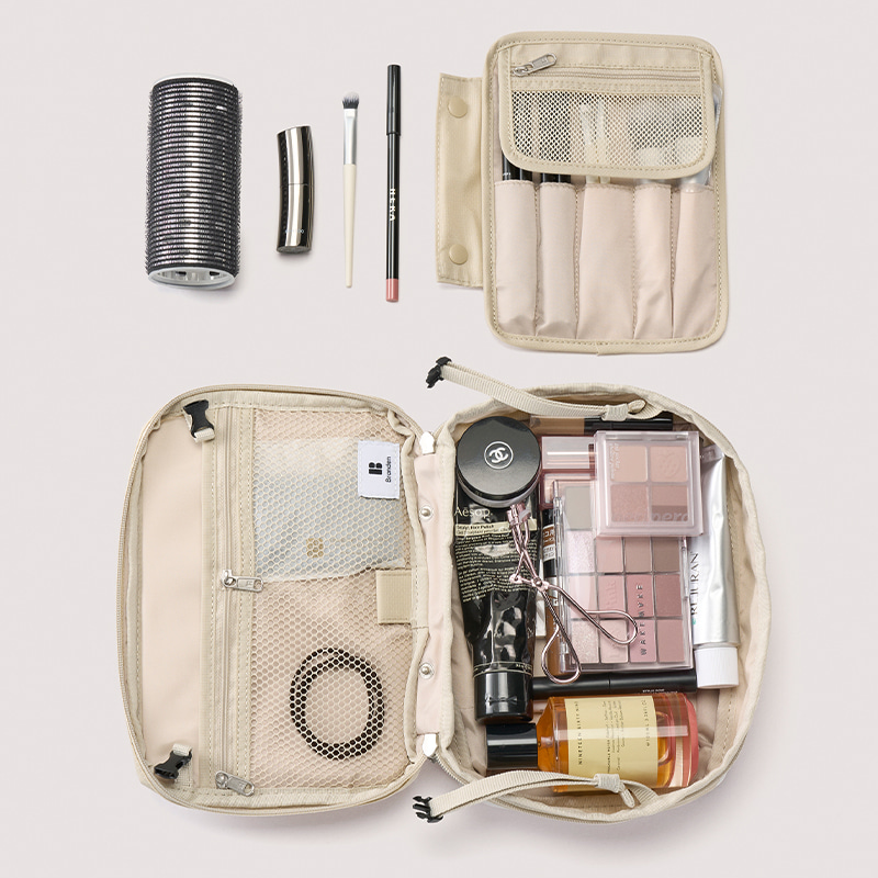 [Branden] Expandable beauty pouch for travel 旅行用大容量擴充套件型美容袋