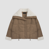 Fur Knit Collar Color Block Short Down