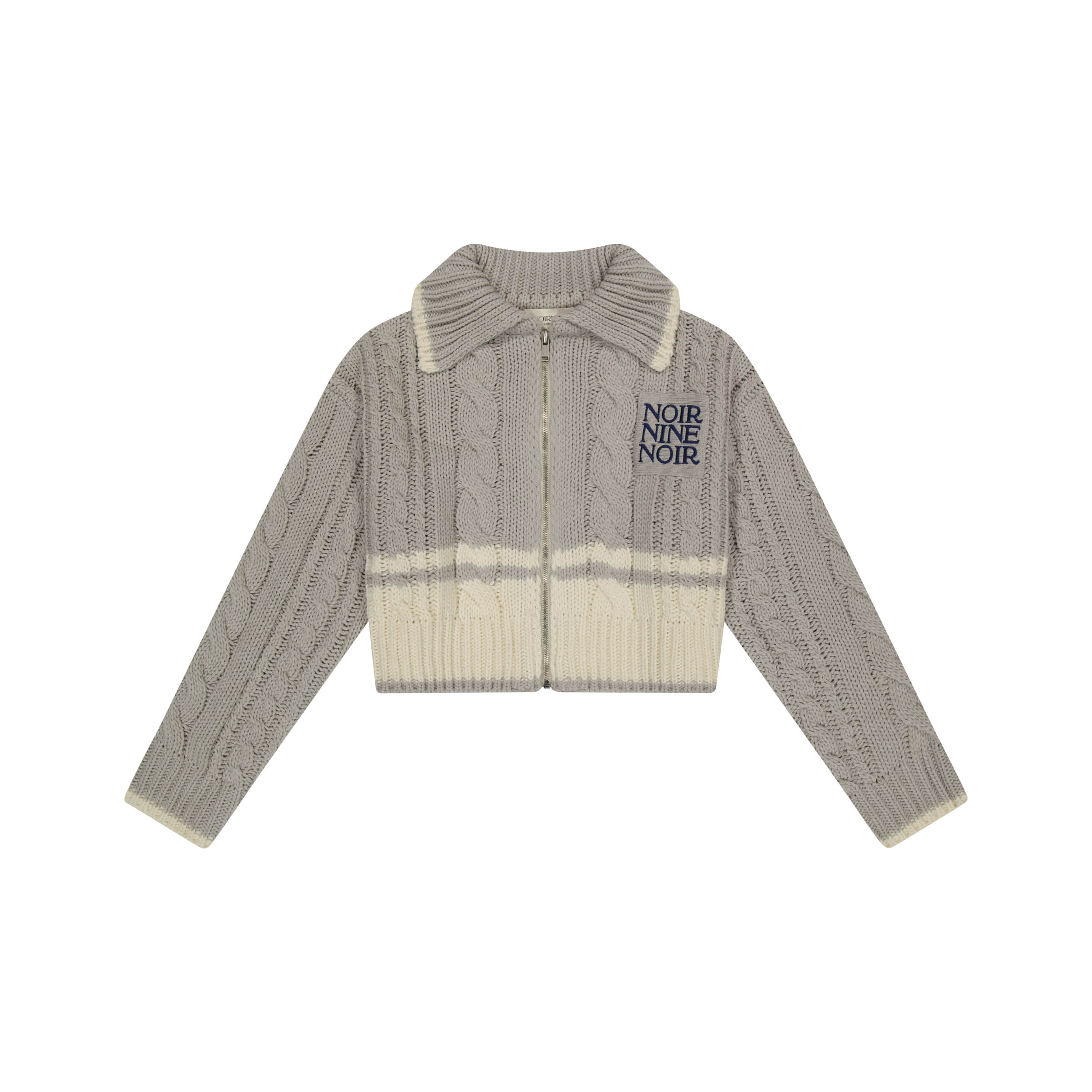 Logo Cable Knit Zip-Up