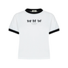 Triple Butterfly Embroidery Ringer Crop T-Shirt