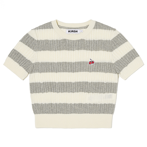 SMALL CHERRY CABLE CROP SHORT SLEEVE KNIT