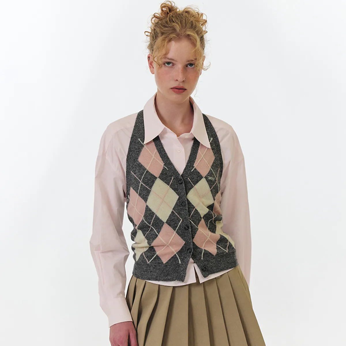 MOMO ARGYLE HALTER KNIT