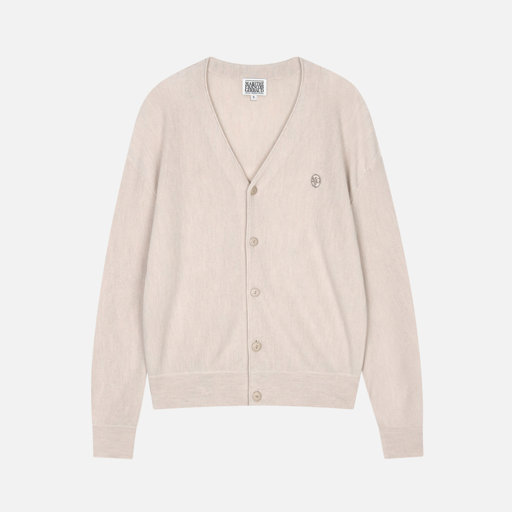 V NECK MERINO WOOL CARDIGAN - OATMEAL